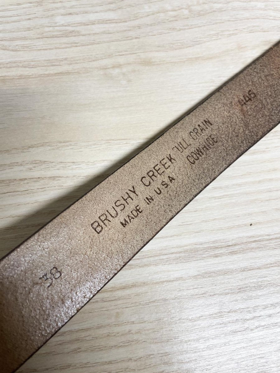 vintage 80s brushy creek tooled leather moose nature scene belt | made in USA - good market thrift store