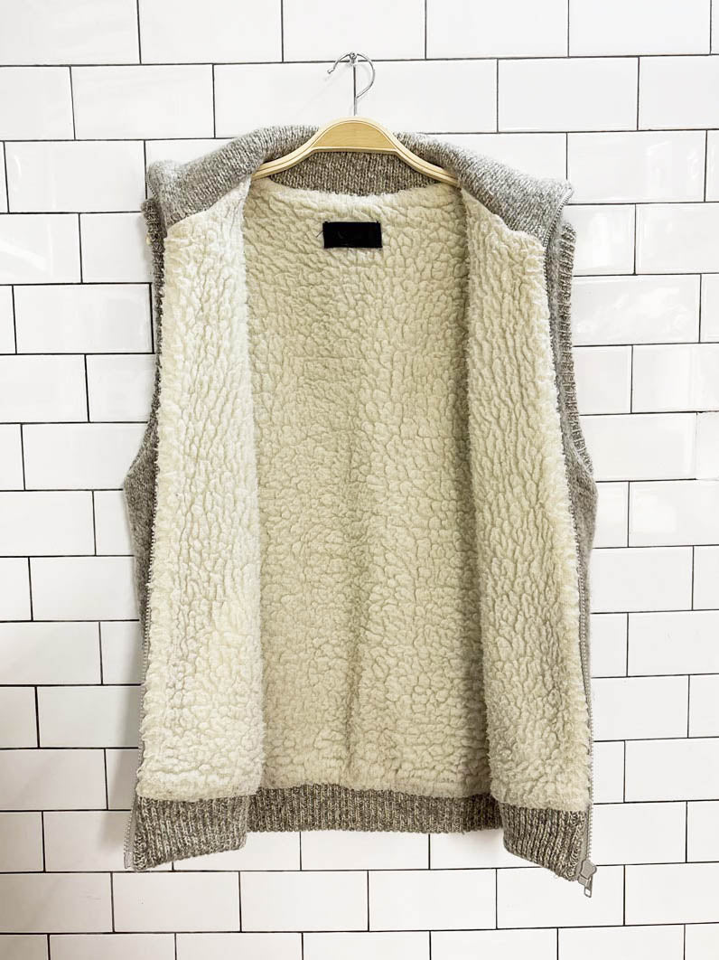 vintage 80s caldwell wool knit sherpa lined sweater vest - good market thrift store