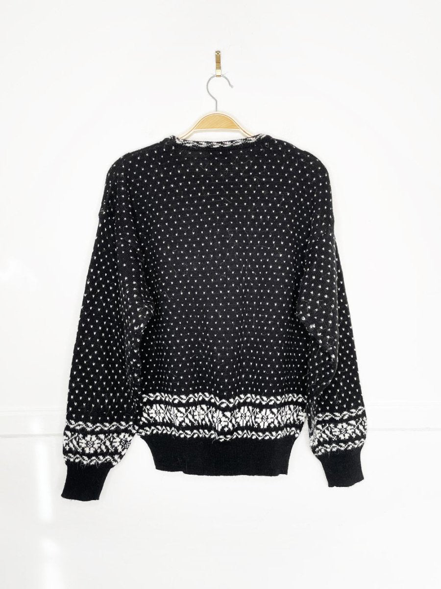 vintage 80s canda fair isle hem knit sweater - good market thrift store