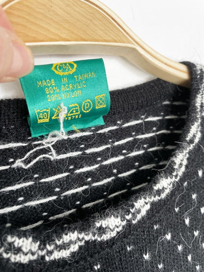 vintage 80s canda fair isle hem knit sweater - good market thrift store