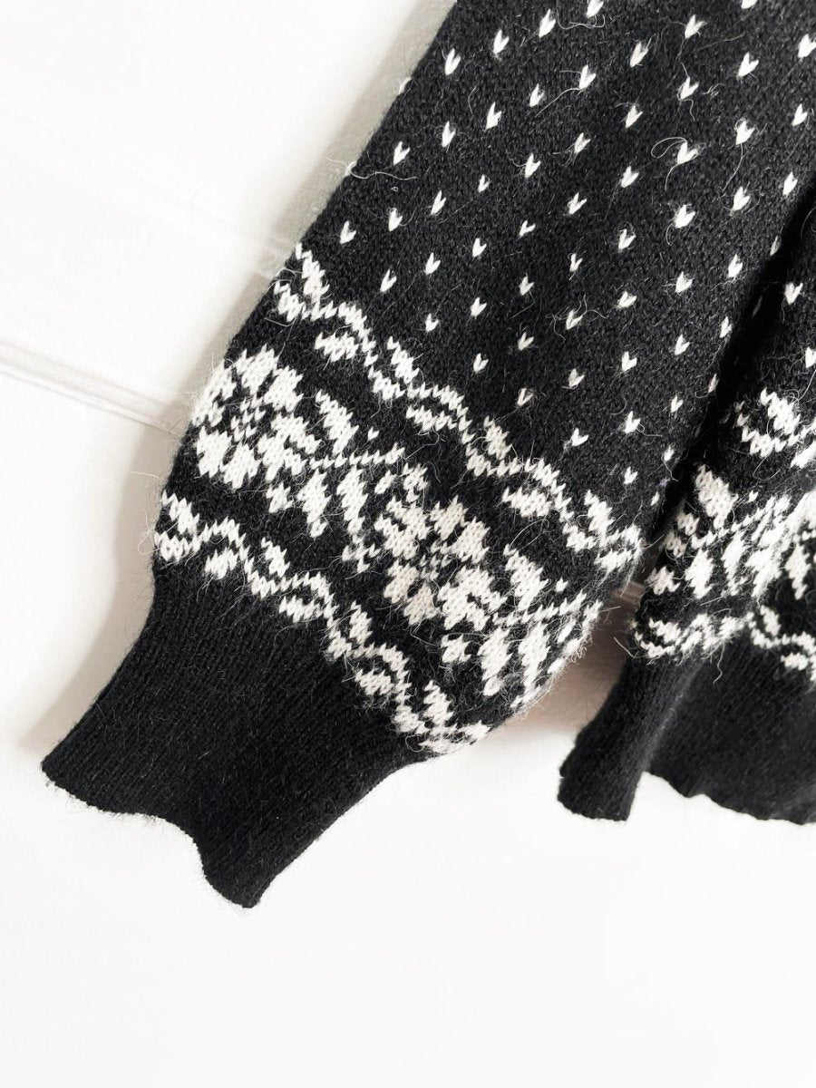 vintage 80s canda fair isle hem knit sweater - good market thrift store