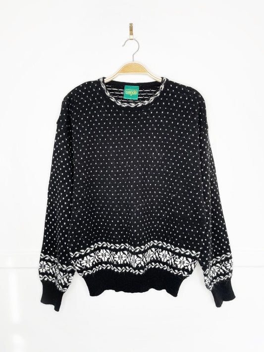 vintage 80s canda fair isle hem knit sweater - good market thrift store