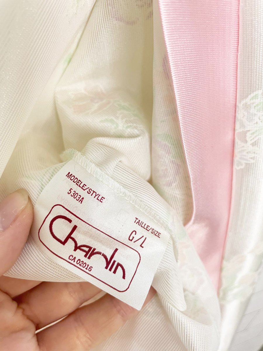 vintage 80s charlin floral satin belted short robe - good market thrift store