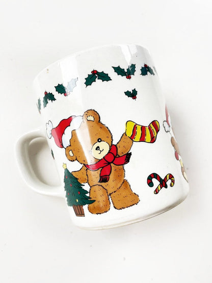 vintage 80s christmas tree + teddy bears mug - good market thrift store