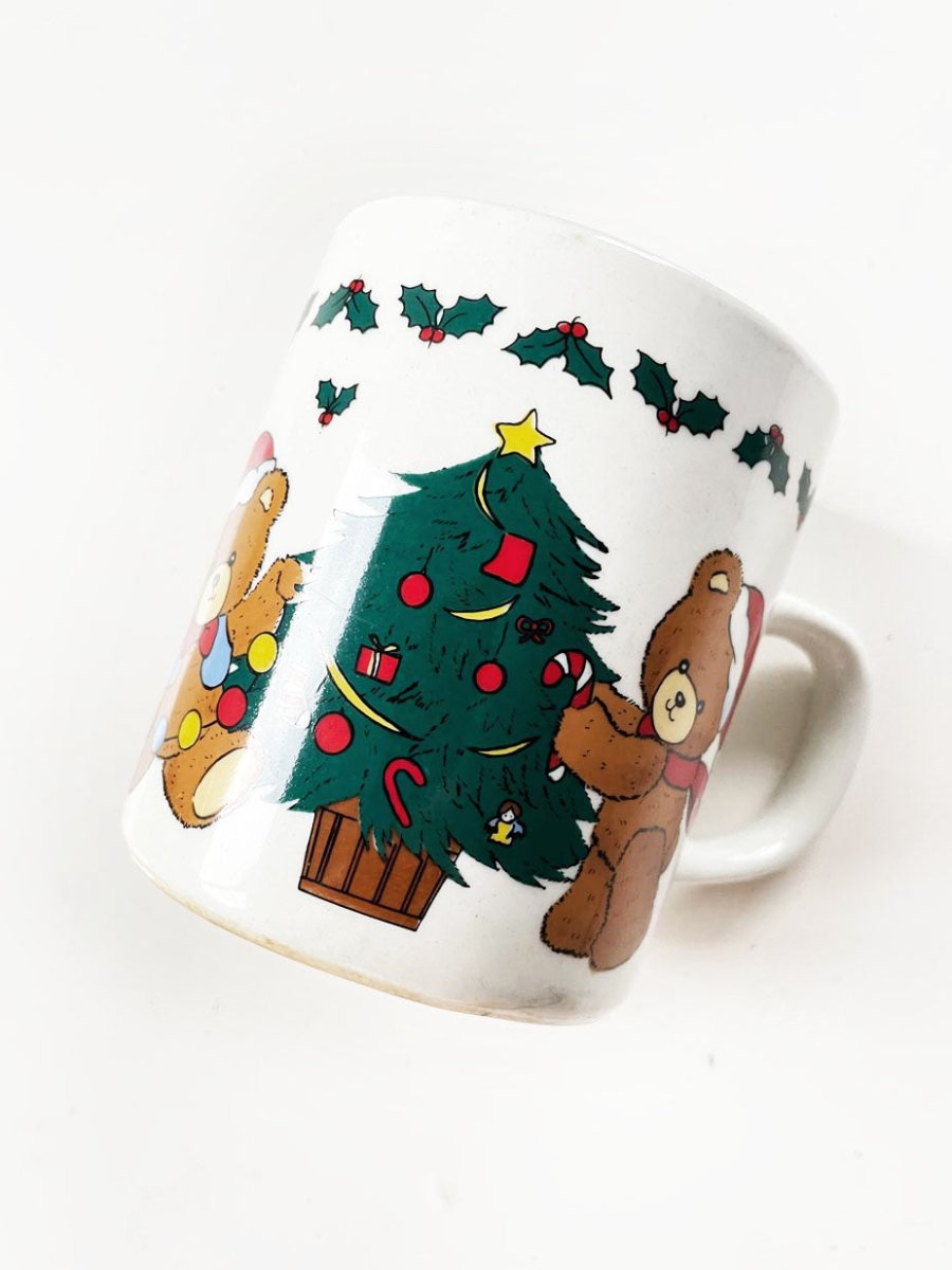 vintage 80s christmas tree + teddy bears mug - good market thrift store