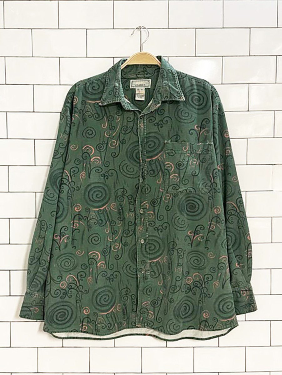 vintage 80s classics swirl full button shirt - good market thrift store