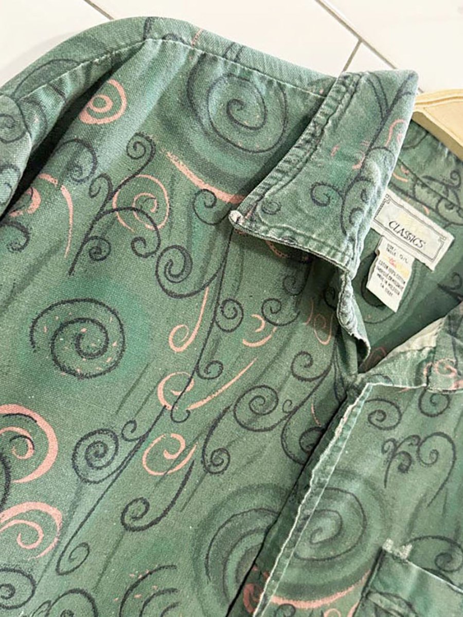 vintage 80s classics swirl full button shirt - good market thrift store