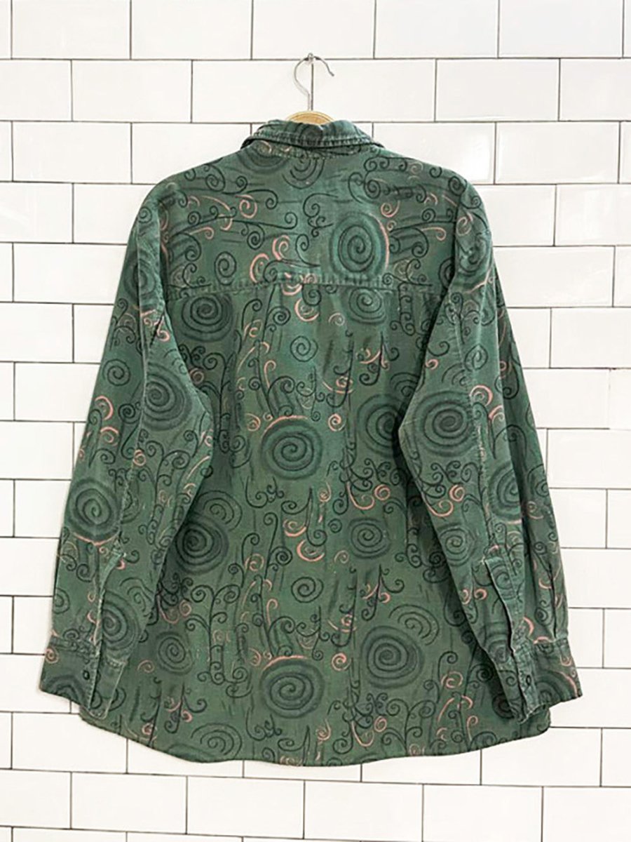 vintage 80s classics swirl full button shirt - good market thrift store
