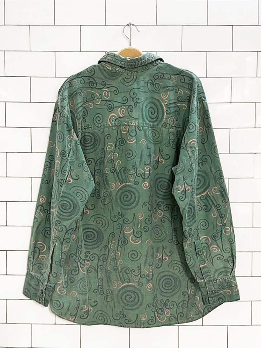 vintage 80s classics swirl full button shirt - good market thrift store