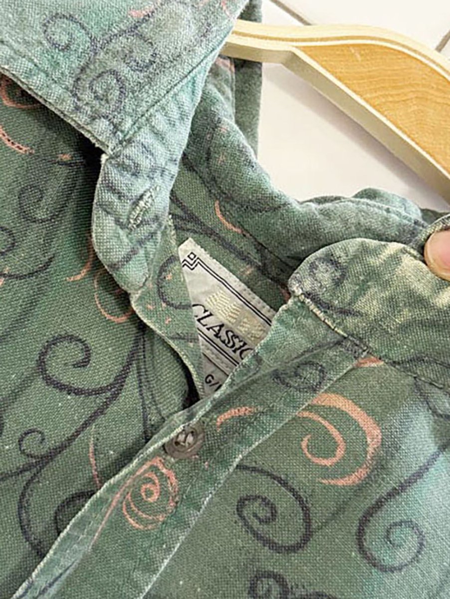 vintage 80s classics swirl full button shirt - good market thrift store