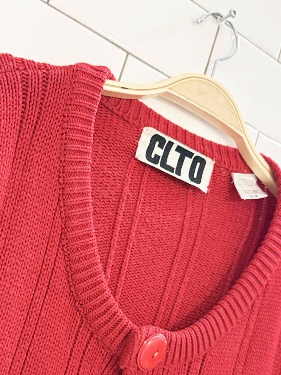 vintage 80s CLTO short chunky knit cardigan - good market thrift store