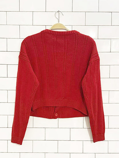 vintage 80s CLTO short chunky knit cardigan - good market thrift store