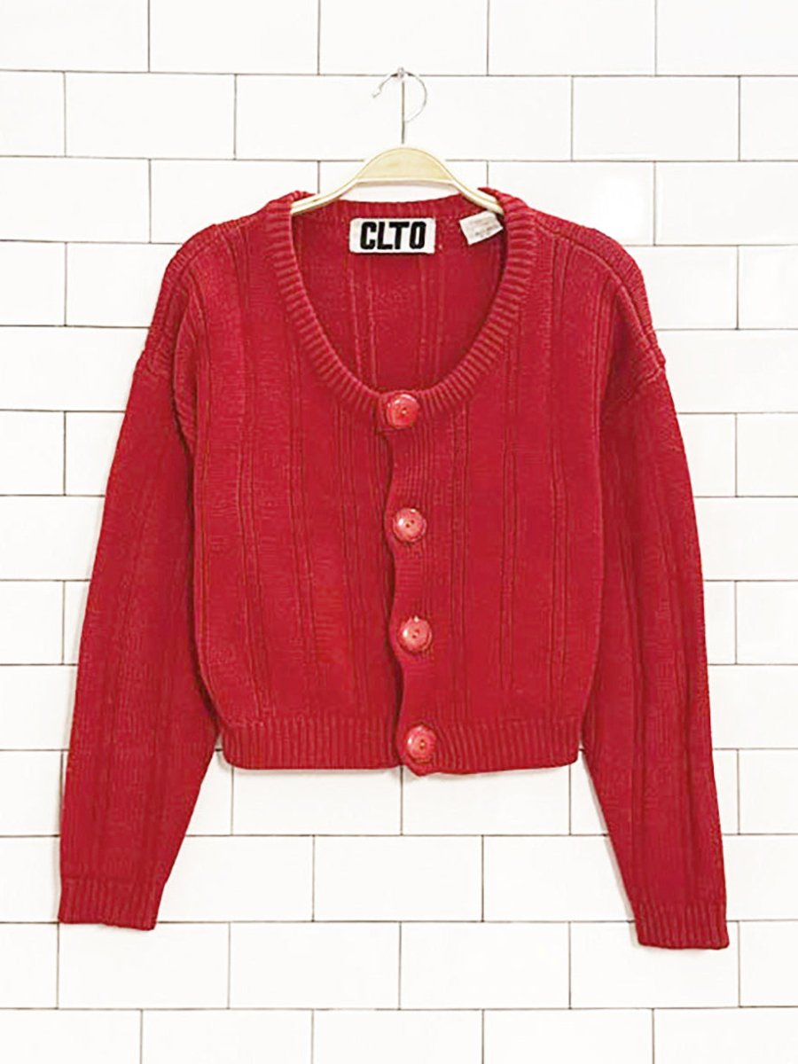 vintage 80s CLTO short chunky knit cardigan - good market thrift store