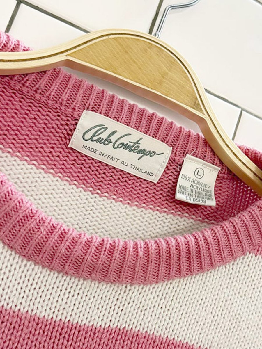 vintage 80s club contempo striped sail boats knit sweater - good market thrift store