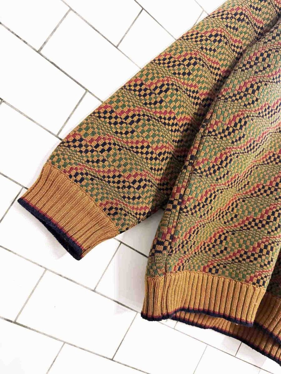 vintage 80s consul wave knit v - neck sweater - good market thrift store