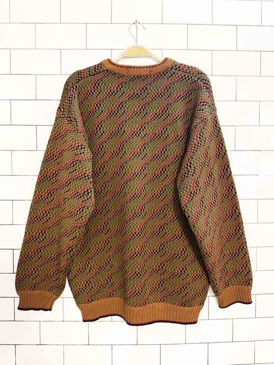 vintage 80s consul wave knit v - neck sweater - good market thrift store
