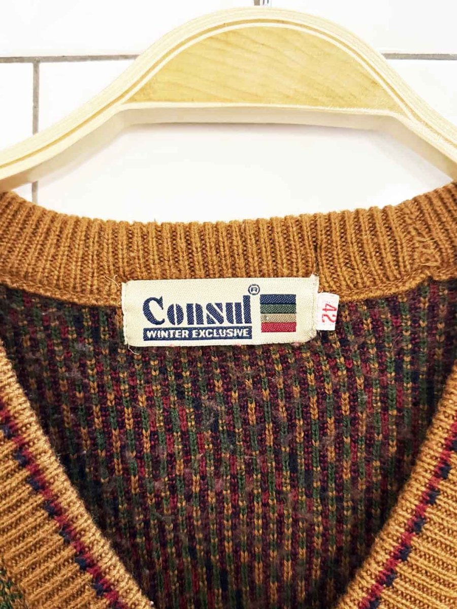 vintage 80s consul wave knit v - neck sweater - good market thrift store