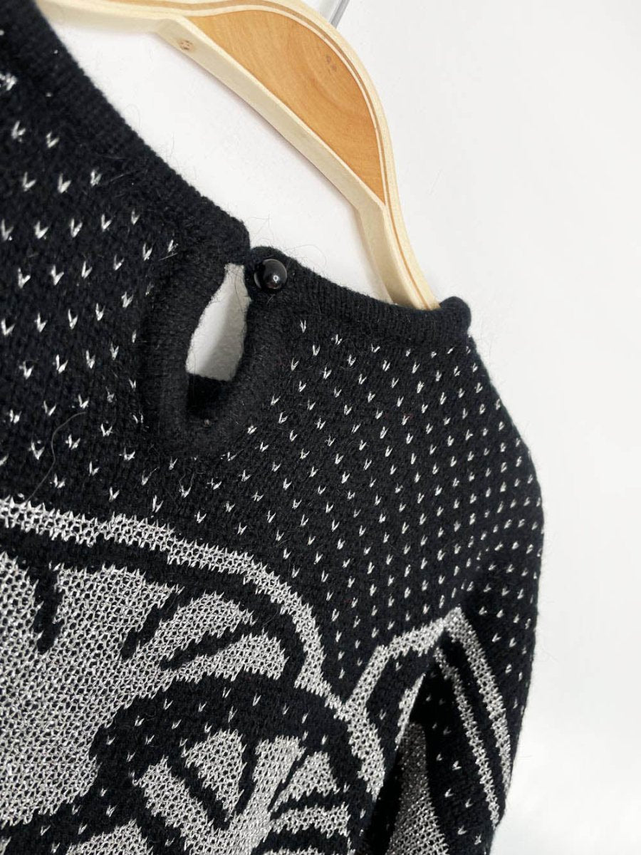 vintage 80s crossroads silver bells sequin knit sweater - good market thrift store