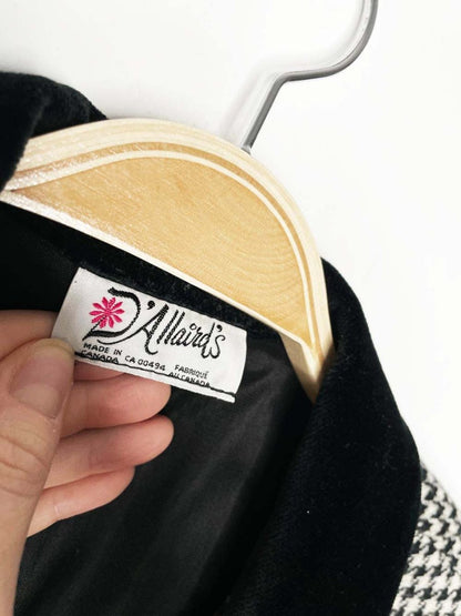 vintage 80s d'allairds 100% wool velvet trim houndstooth blazer | made in Canada - good market thrift store
