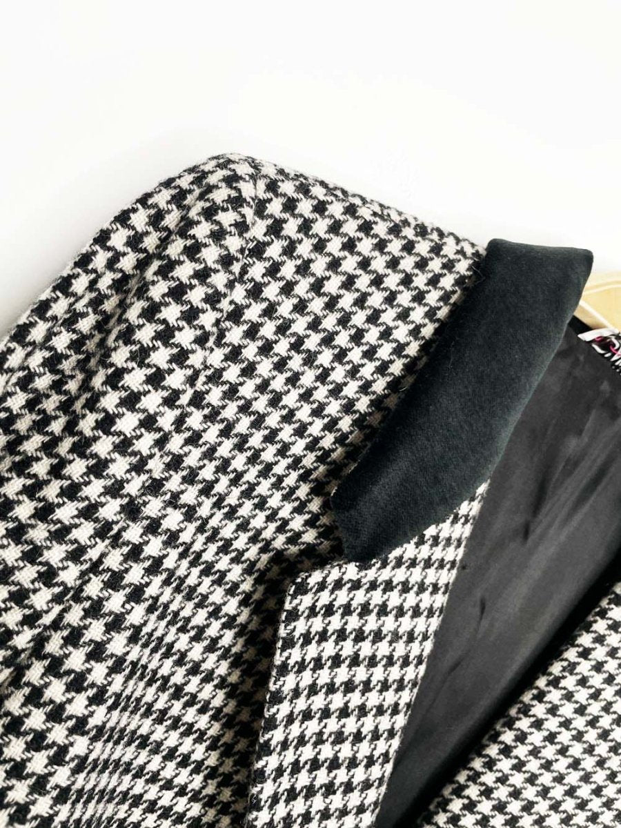 vintage 80s d'allairds 100% wool velvet trim houndstooth blazer | made in Canada - good market thrift store