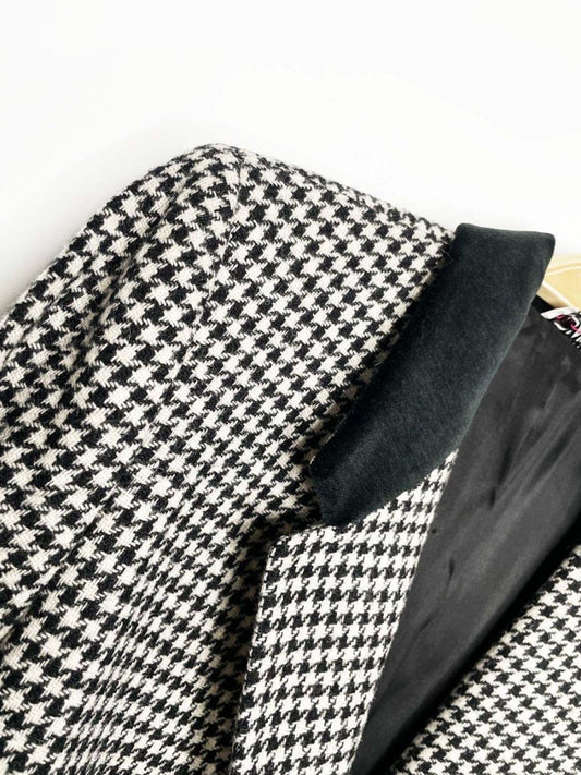 vintage 80s d'allairds 100% wool velvet trim houndstooth blazer | made in Canada - good market thrift store