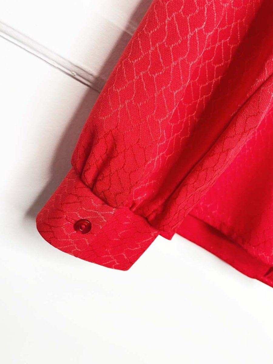 vintage 80s d'allairds pleated shoulder shine poly - knit blouse | made in Canada - good market thrift store