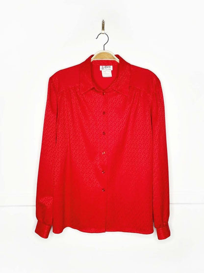 vintage 80s d'allairds pleated shoulder shine poly - knit blouse | made in Canada - good market thrift store