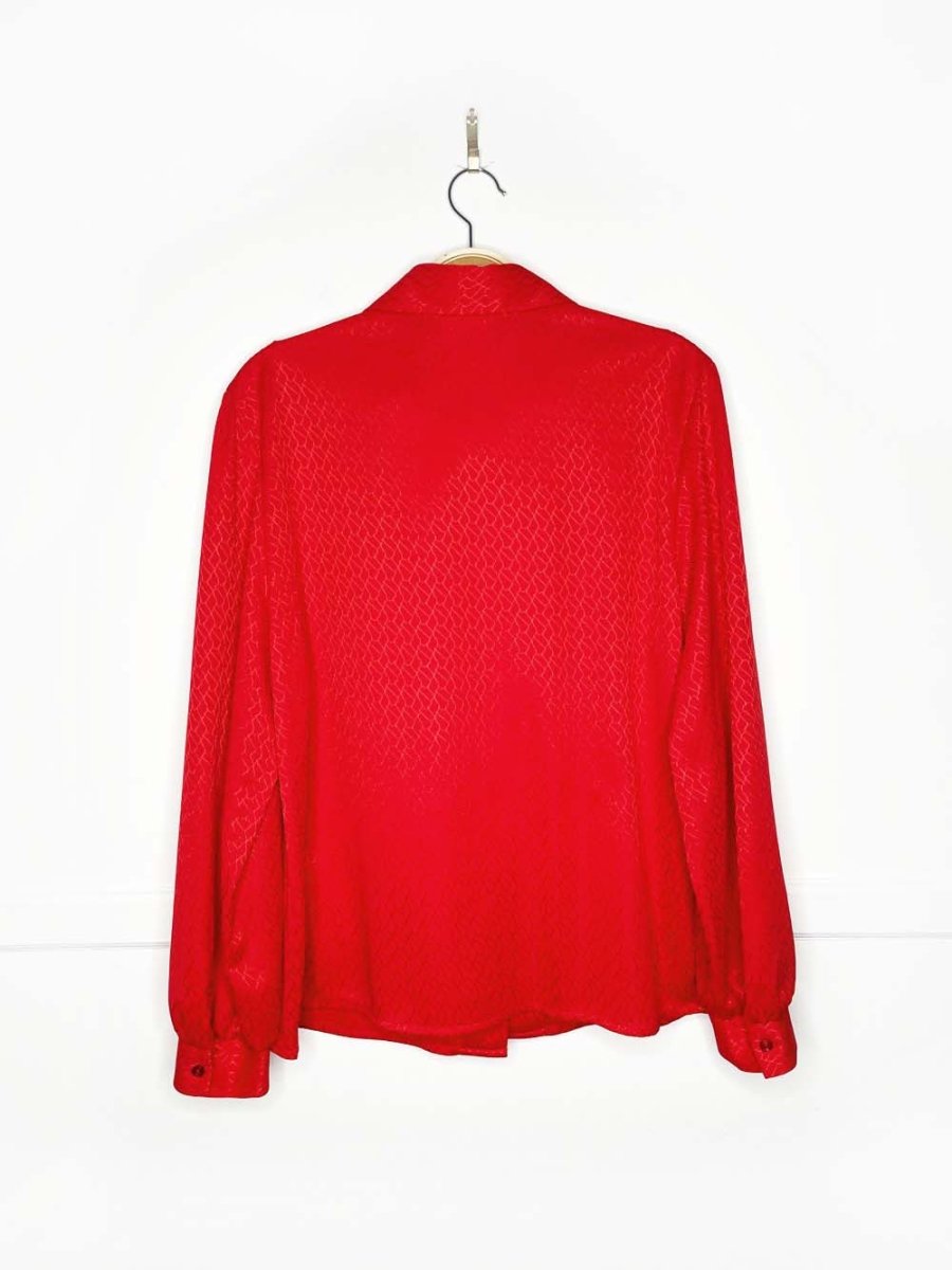 vintage 80s d'allairds pleated shoulder shine poly - knit blouse | made in Canada - good market thrift store