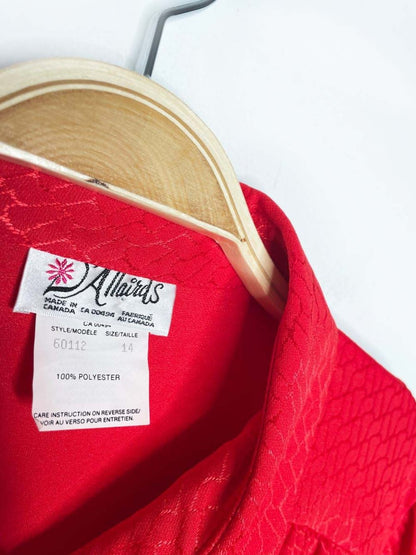 vintage 80s d'allairds pleated shoulder shine poly - knit blouse | made in Canada - good market thrift store