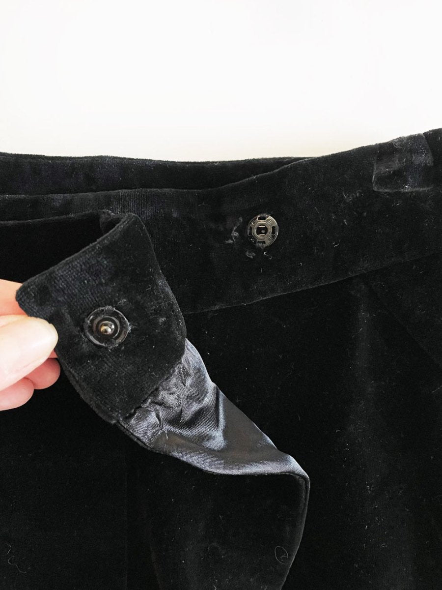 vintage 80s daniel carlton ruffle velvet wrap maxi skirt | nice - good market thrift store