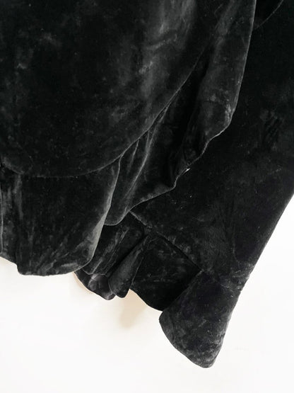 vintage 80s daniel carlton ruffle velvet wrap maxi skirt | nice - good market thrift store