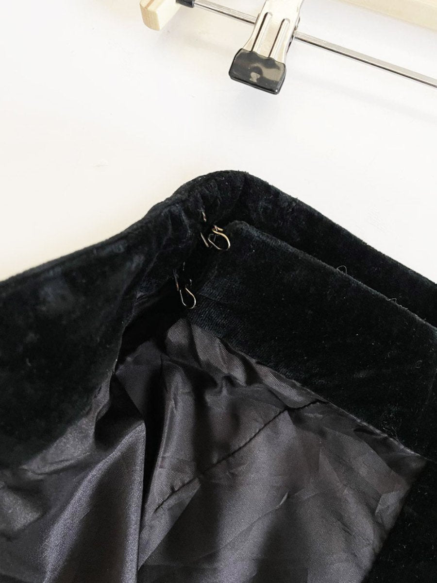 vintage 80s daniel carlton ruffle velvet wrap maxi skirt | nice - good market thrift store