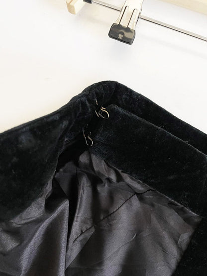 vintage 80s daniel carlton ruffle velvet wrap maxi skirt | nice - good market thrift store