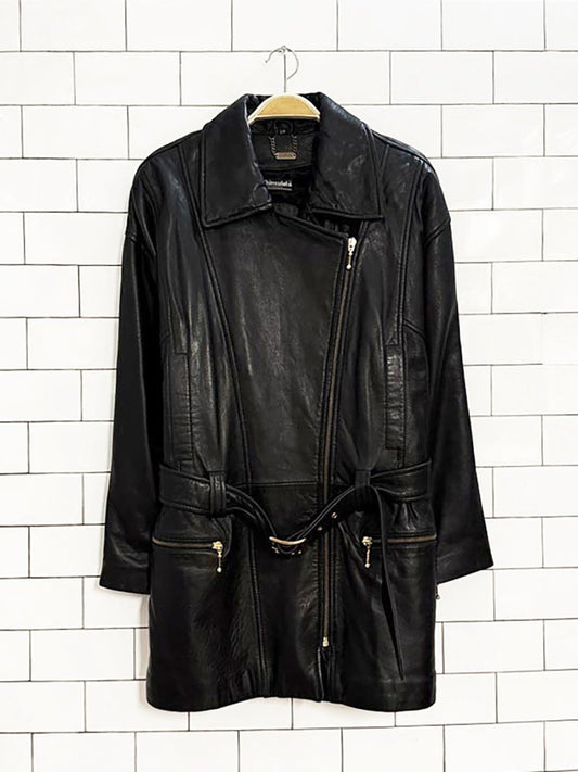vintage 80s danier butter leather asymmetric zip belted jacket | lambskin - good market thrift store