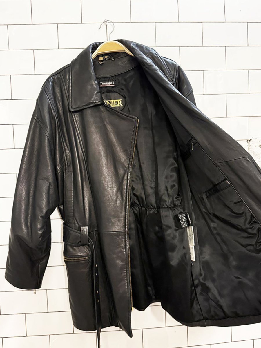 vintage 80s danier butter leather asymmetric zip belted jacket | lambskin - good market thrift store