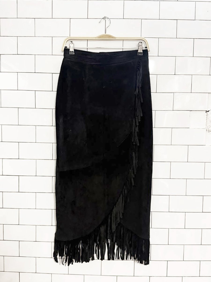 vintage 80s danier fringe wrap suede midi maxi skirt | made in Canada - good market thrift store