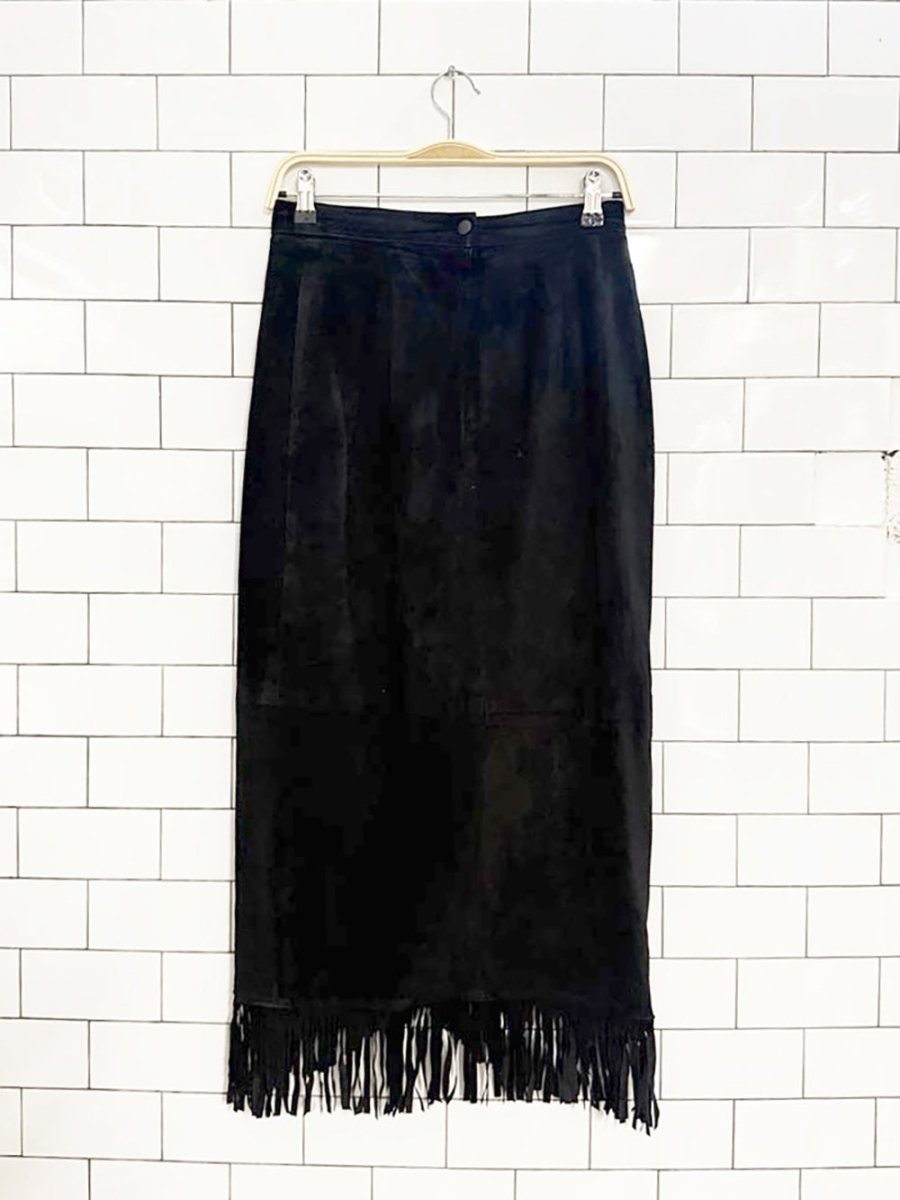 vintage 80s danier fringe wrap suede midi maxi skirt | made in Canada - good market thrift store