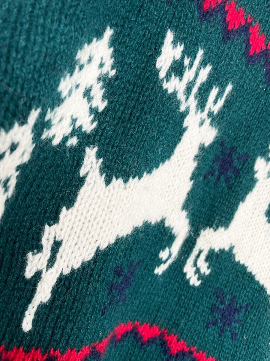 vintage 80s eddie bauer 100% wool reindeer knit sweater - good market thrift store