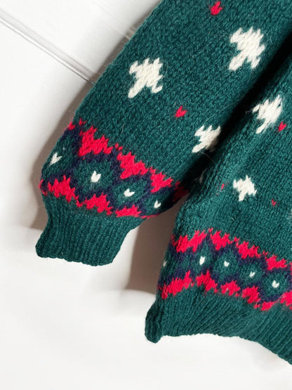 vintage 80s eddie bauer 100% wool reindeer knit sweater - good market thrift store