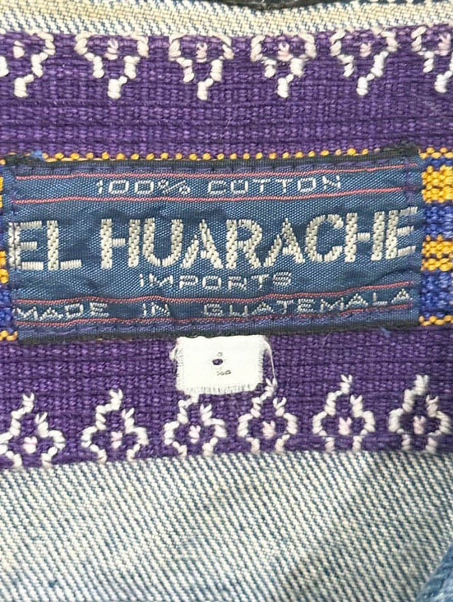 vintage 80s el huarache boho woven denim jacket - good market thrift store