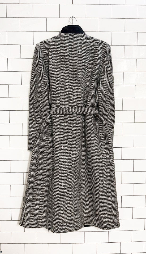 vintage 80s electre paris wool herringbone coat - good market thrift store
