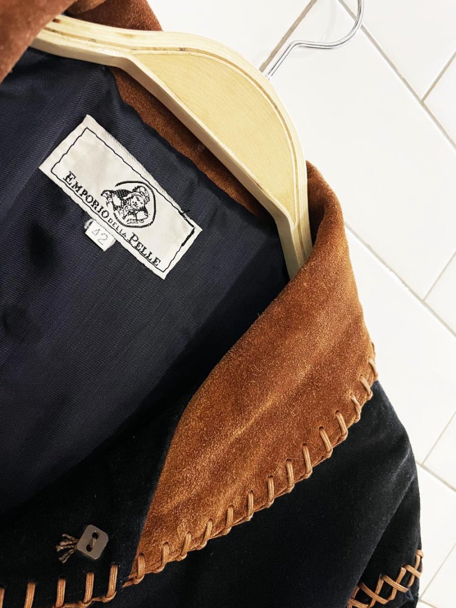 vintage 80s emporio della pelle suede fringe rancher jacket | made in Italy - good market thrift store