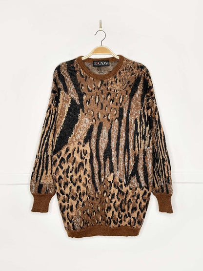 vintage 80s escada wool - mohair animal print sweater | margaretha ley - good market thrift store