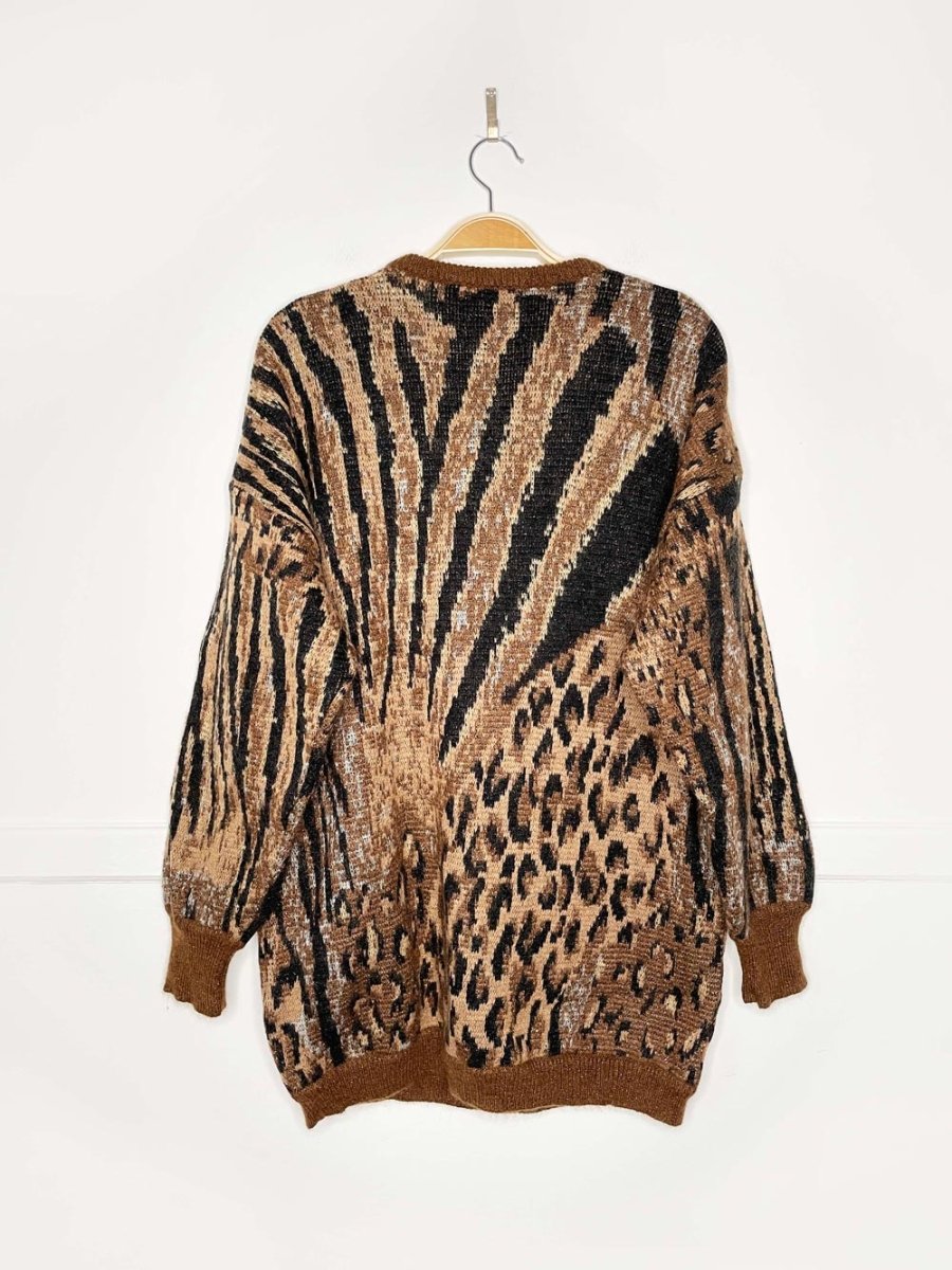 vintage 80s escada wool - mohair animal print sweater | margaretha ley - good market thrift store