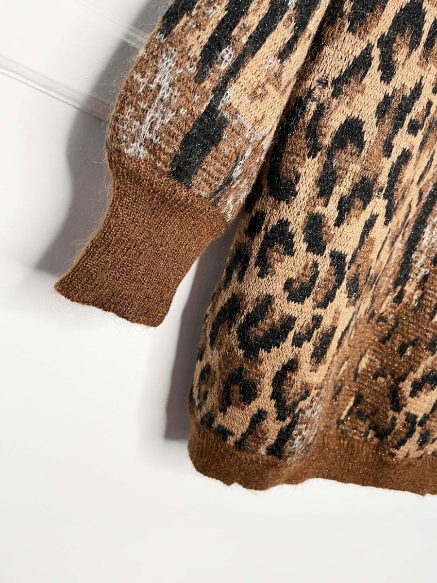 vintage 80s escada wool - mohair animal print sweater | margaretha ley - good market thrift store