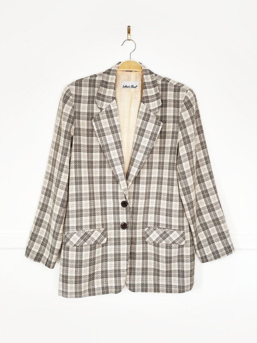 vintage 80s esther's closet plaid blazer | made in Canada - good market thrift store
