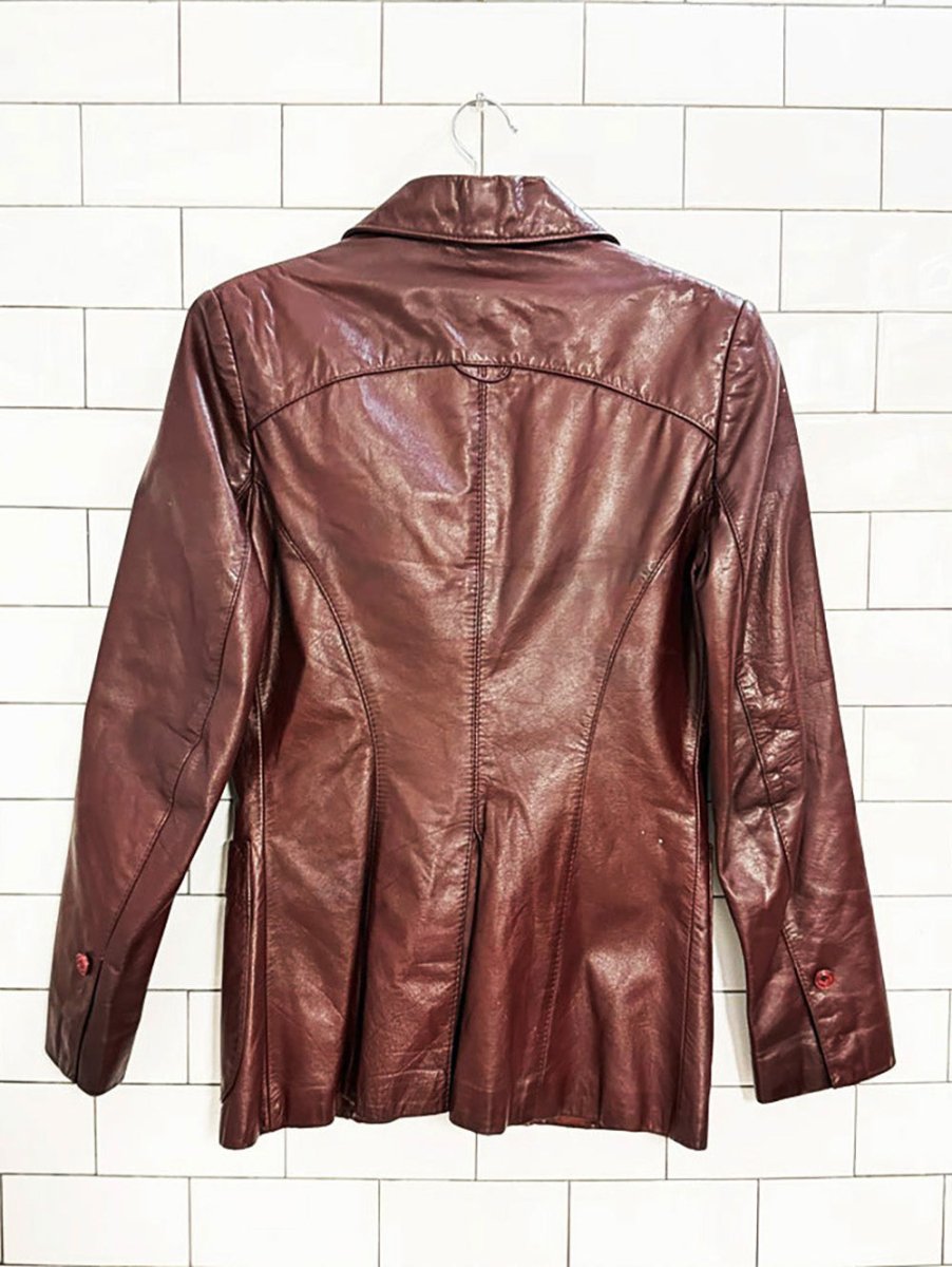 vintage 80s etienne aigner brooch pocket leather blazer jacket - good market thrift store