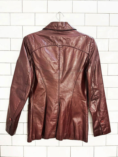 vintage 80s etienne aigner brooch pocket leather blazer jacket - good market thrift store