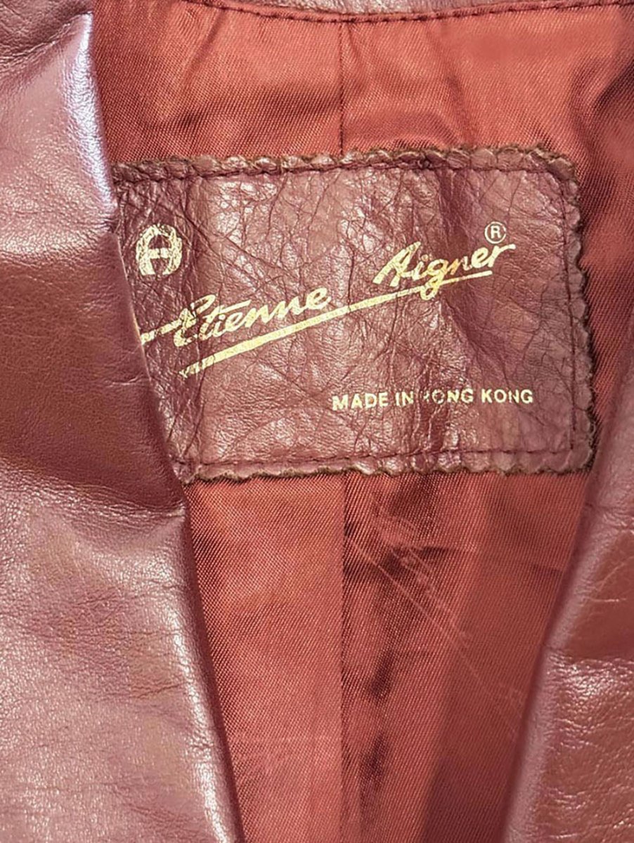 vintage 80s etienne aigner brooch pocket leather blazer jacket - good market thrift store