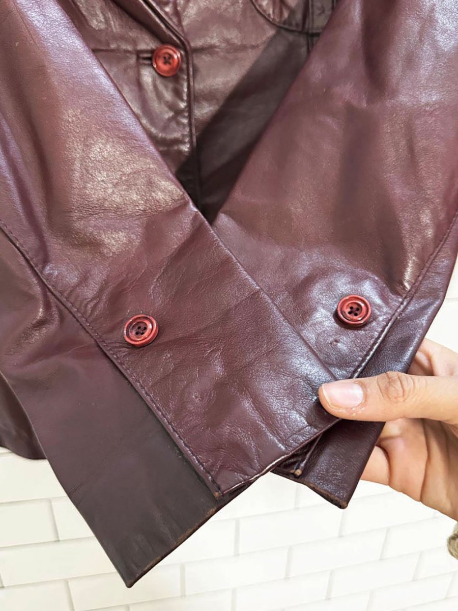 vintage 80s etienne aigner brooch pocket leather blazer jacket - good market thrift store